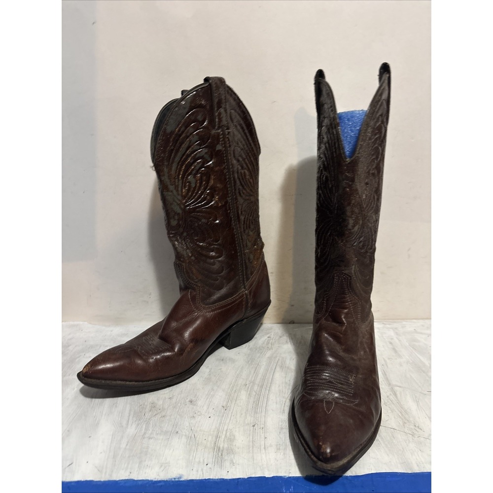 Laredo Womens Burgundy Leather Western Cowboy Boots 59137 Made in USA Size 7 M